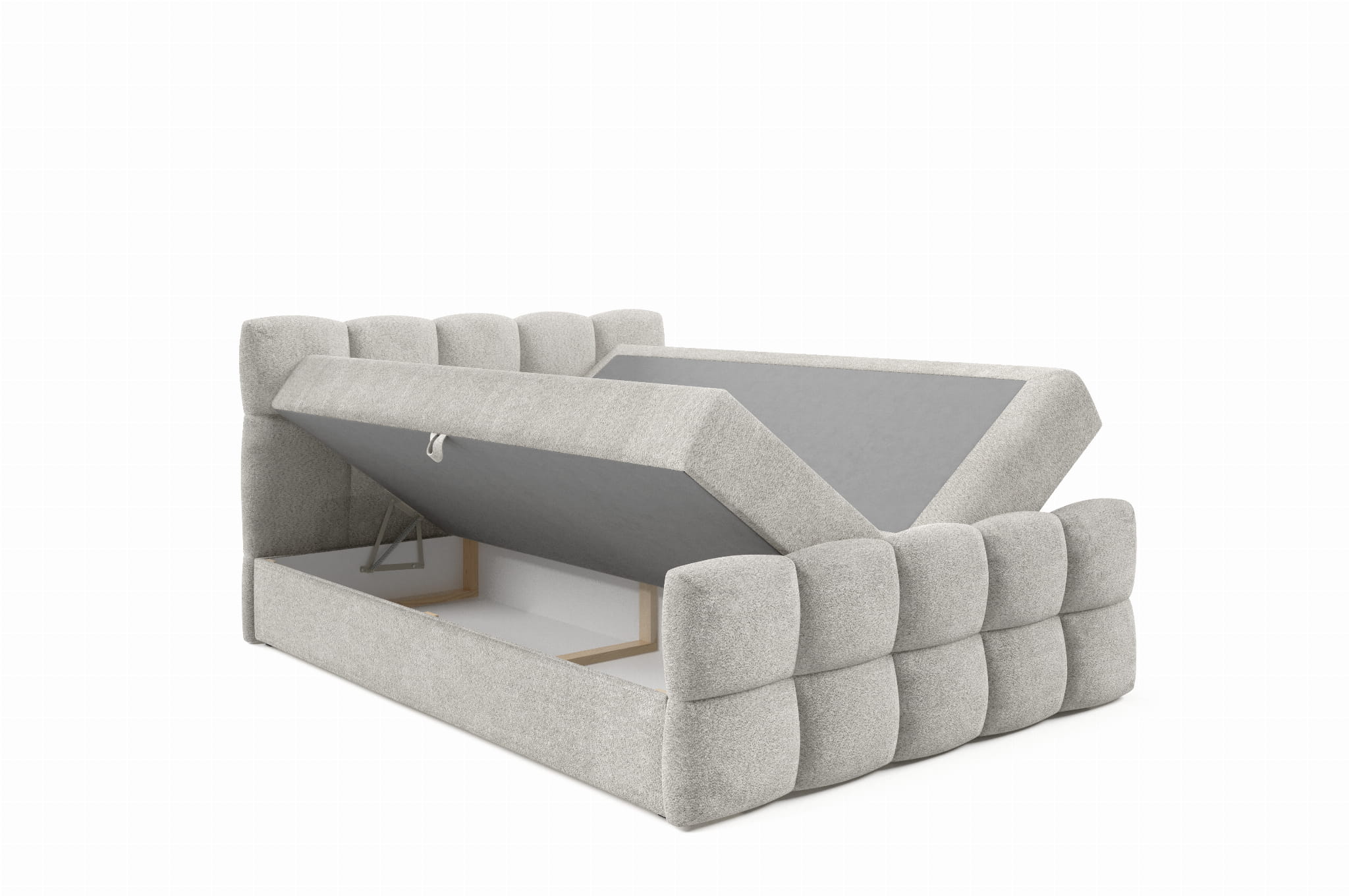 Designer Boxspringbett Valentino Bouclé mit Stauraum