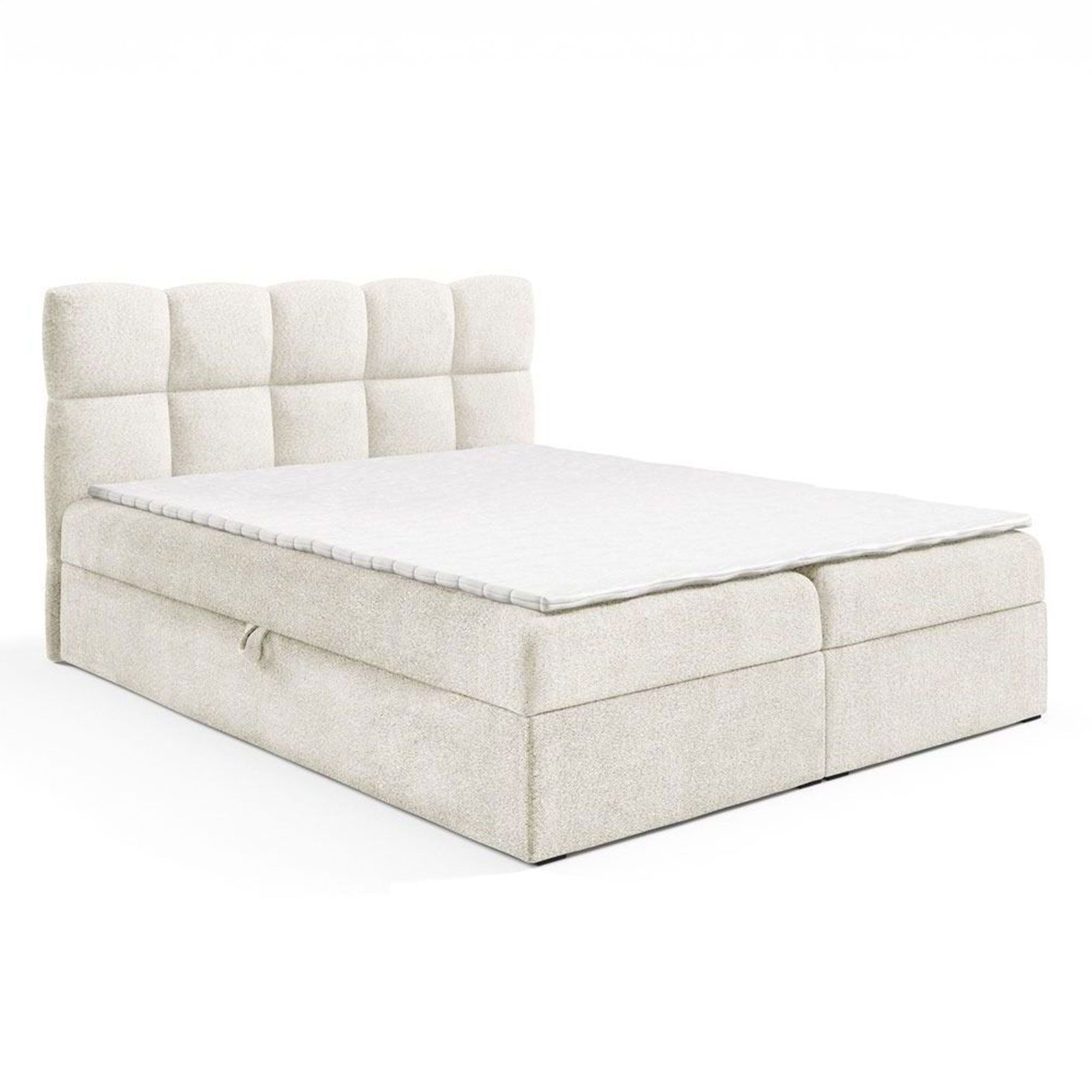 Designer Boxspringbett Nova Bouclé mit Stauraum