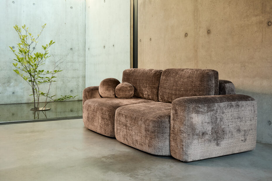 Designer Sofa Bold mit Schlaffunktion & Bettkasten in Chenille