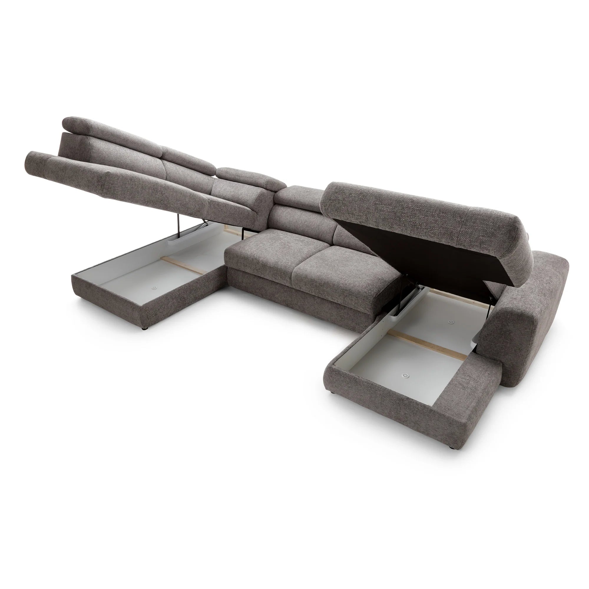 Designer Ecksofa Bluvel III mit Schlaffunktion & Bettkasten in Chenille