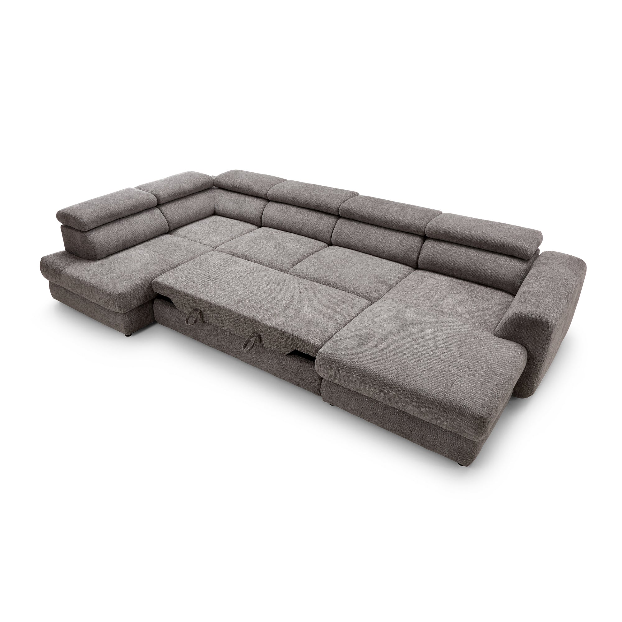 Designer Ecksofa Bluvel III mit Schlaffunktion & Bettkasten in Chenille