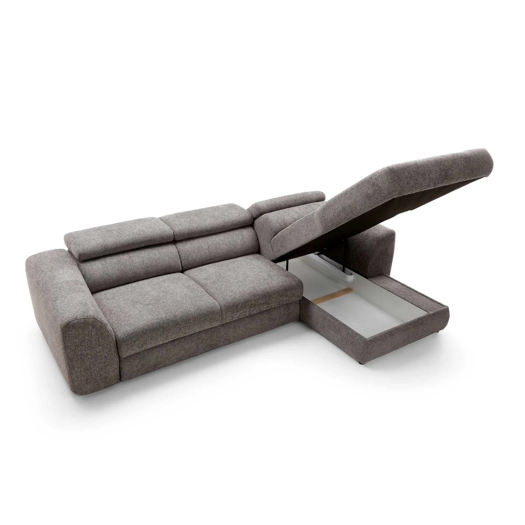 Designer Ecksofa Bluvel I mit Schlaffunktion & Bettkasten in Chenille