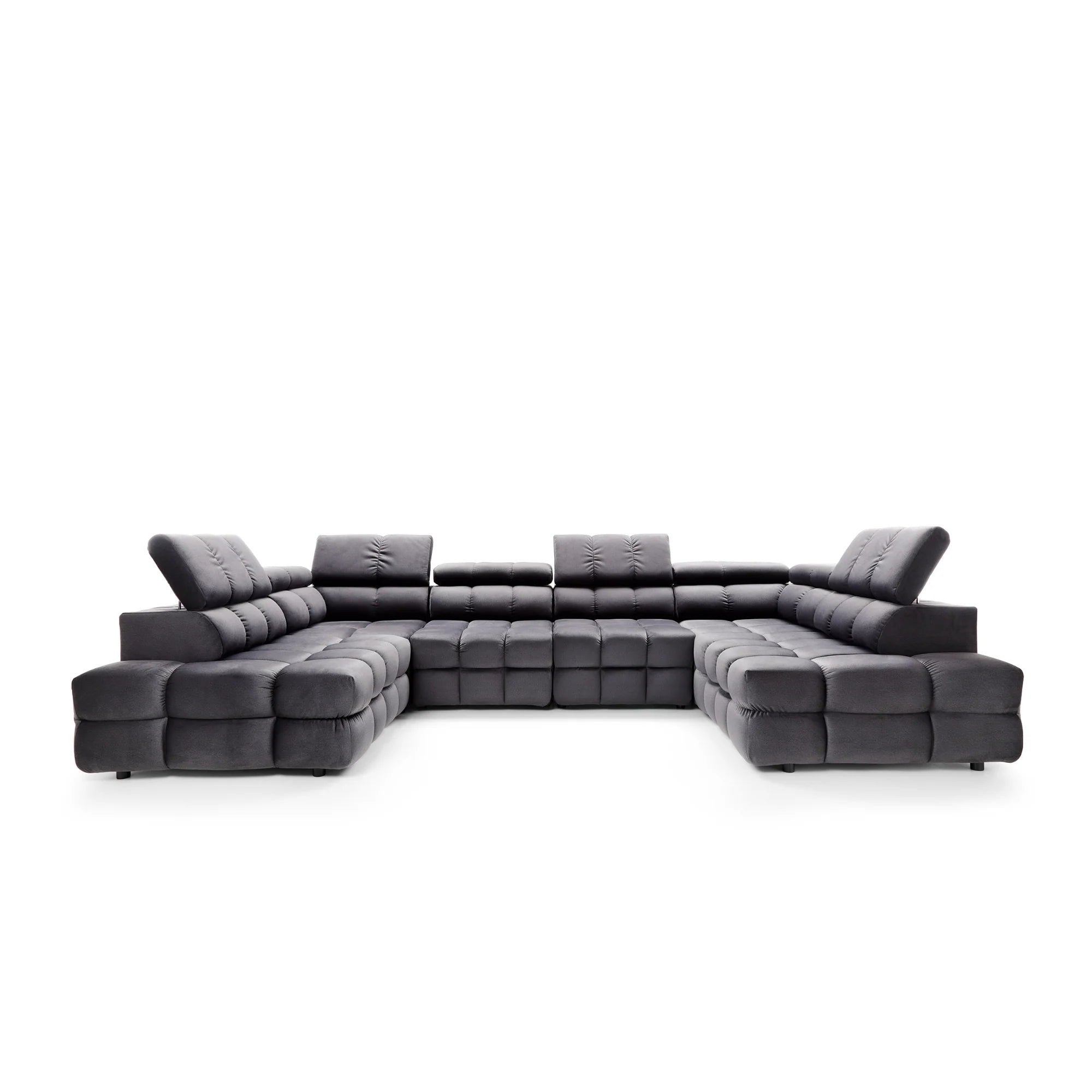 Designer Wohnlandschaft Buffalo mit Schlaffunktion & Stauraum in Samt