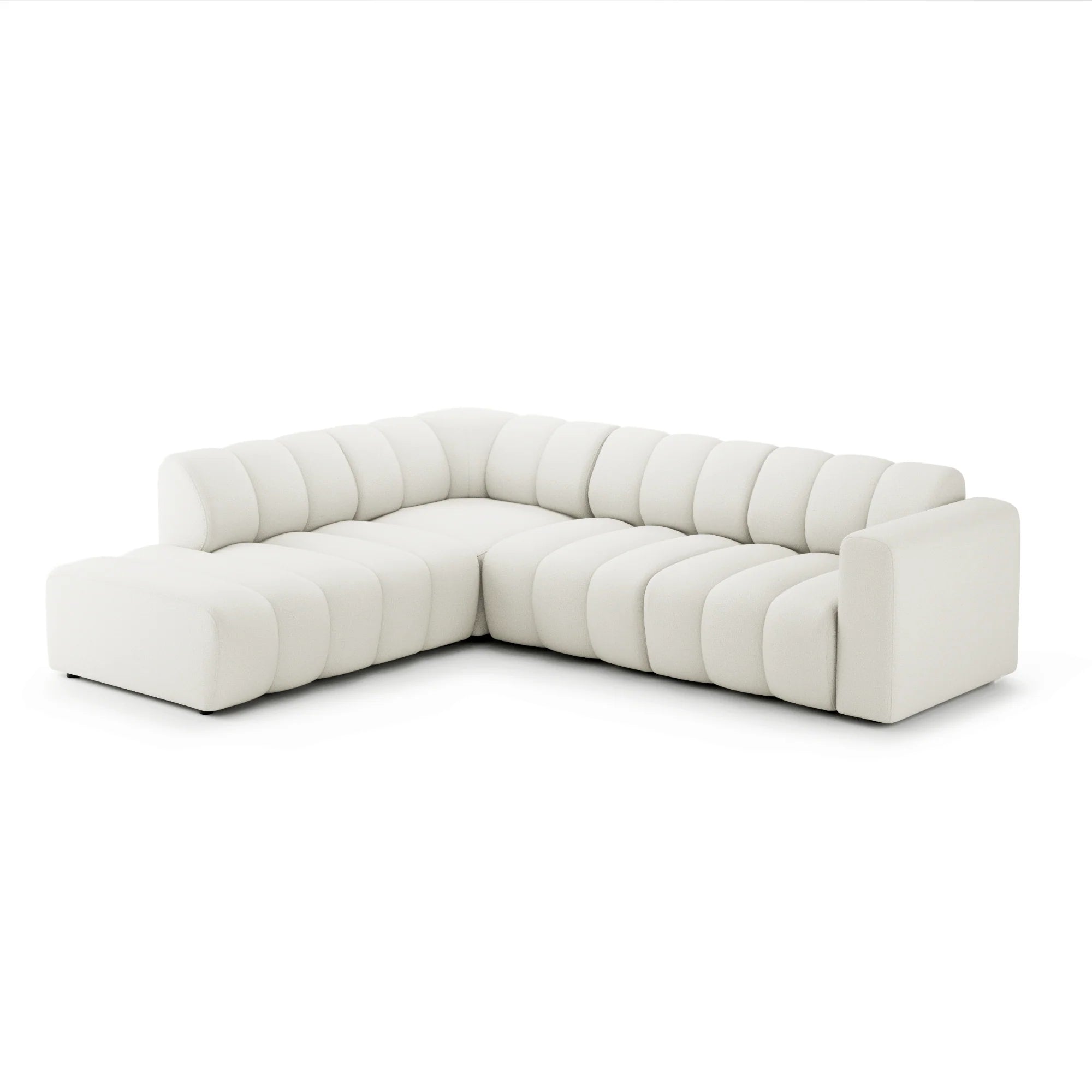 Designer Bummel L Ecksofa modular in Bouclé