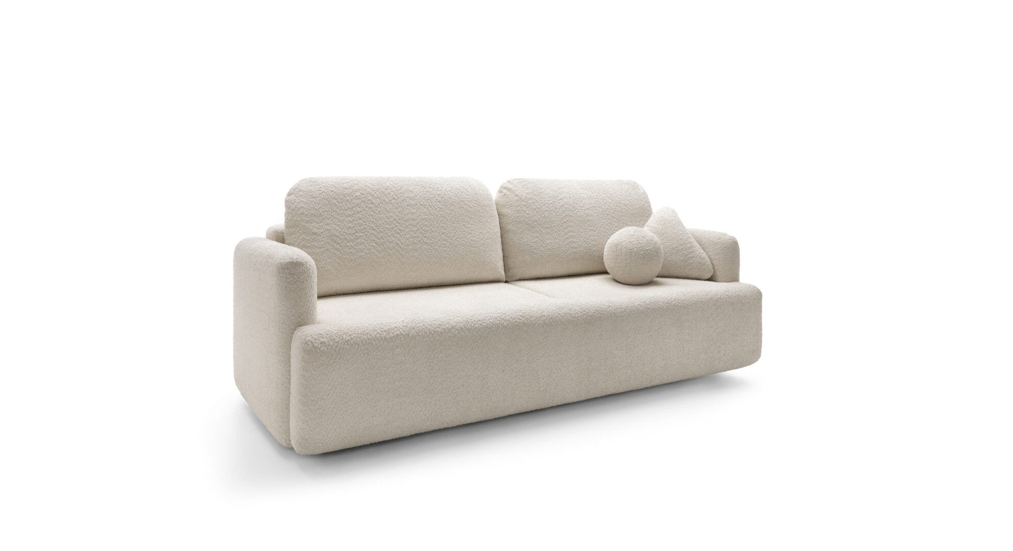 Designer Sofa Cloud Bouclé mit Schlaffunktion und Stauraum
