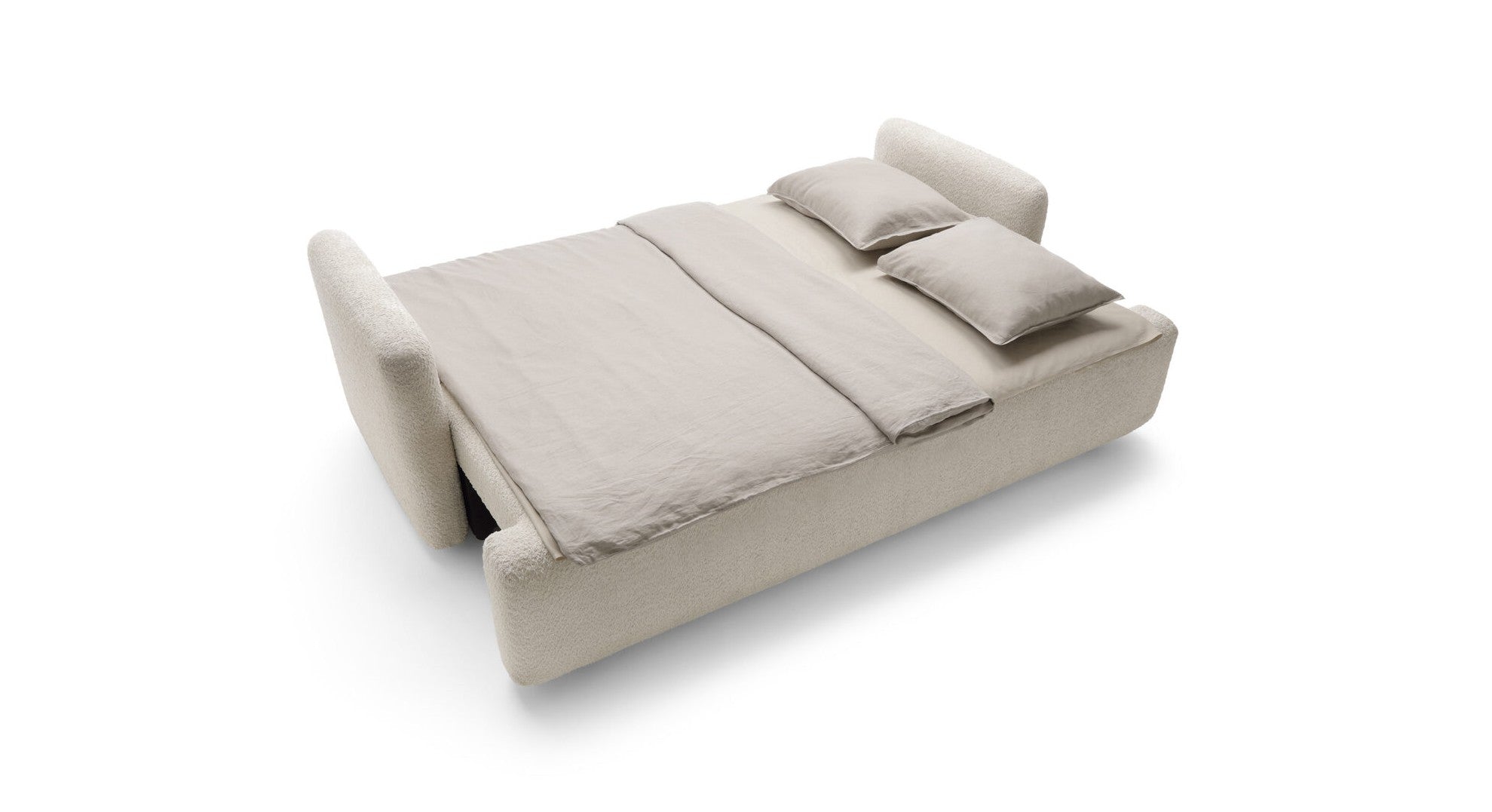 Designer Sofa Cloud Bouclé mit Schlaffunktion und Stauraum