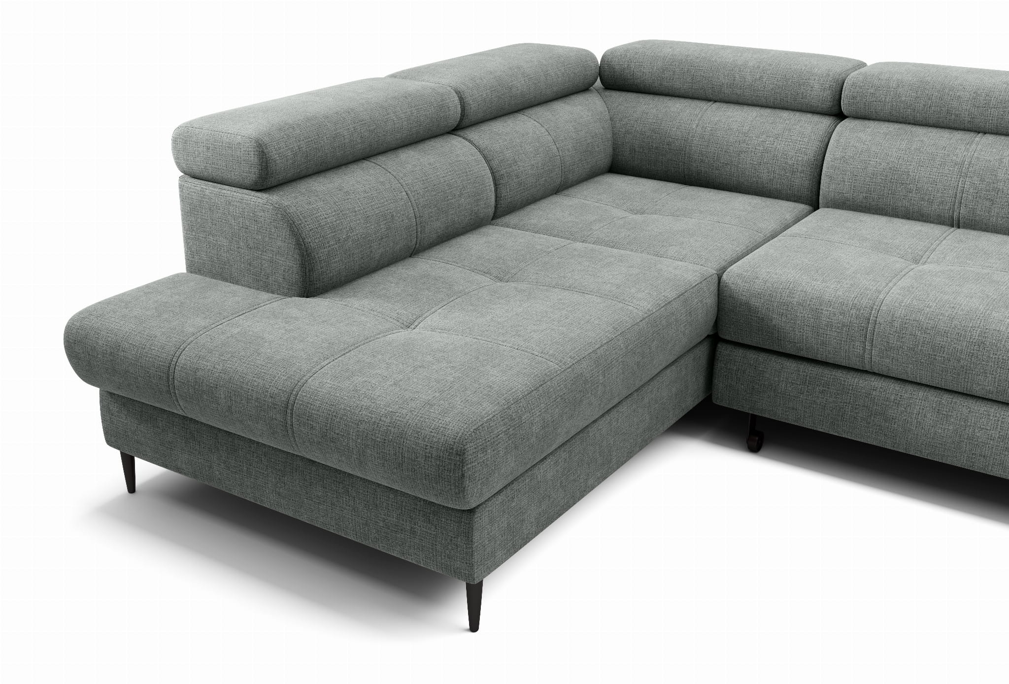 Designer Ecksofa Córdoba III mit Schlaffunktion & Bettkasten in Chenille