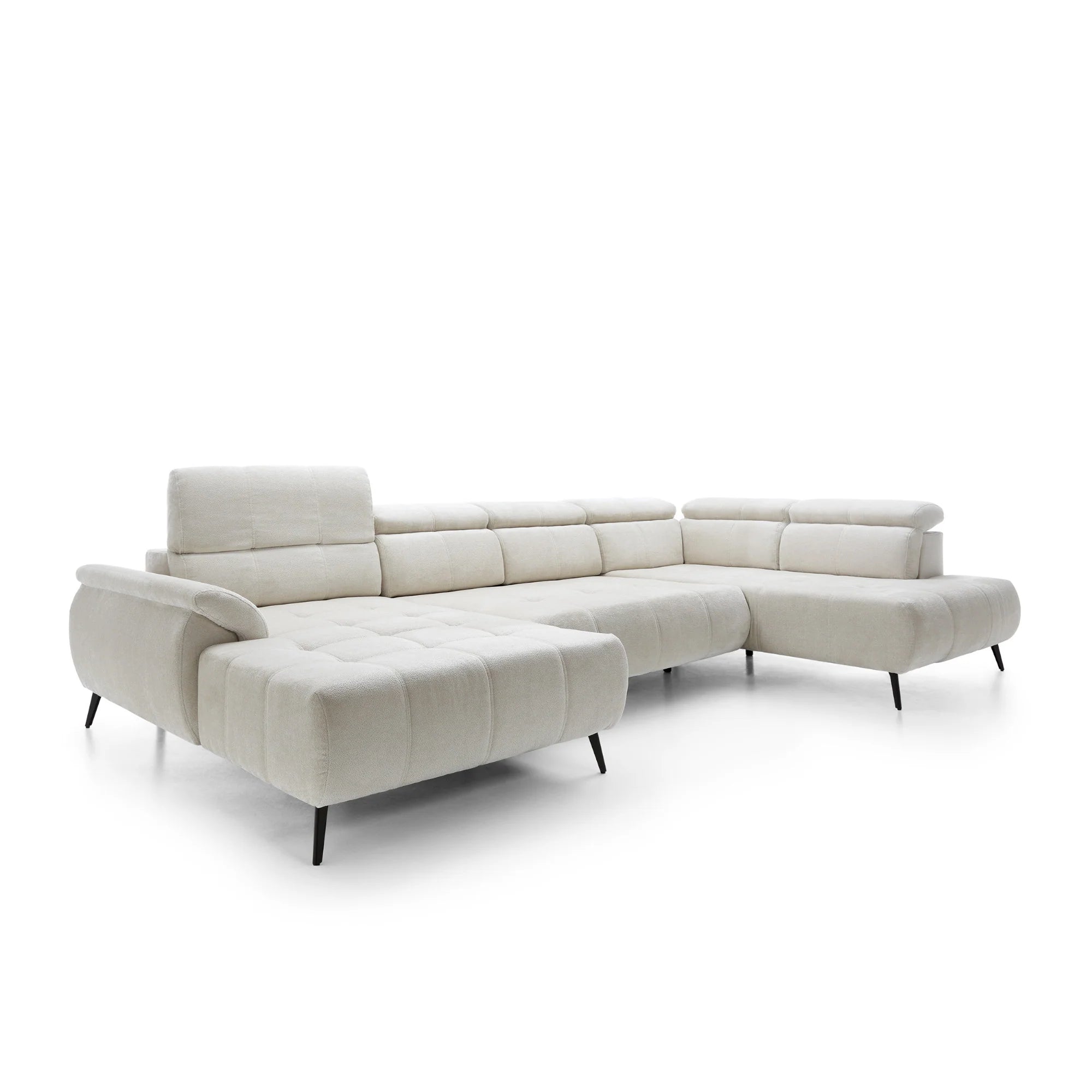 Designer Ecksofa Genova III mit elektrischer Sitzverlängerung in Chenille