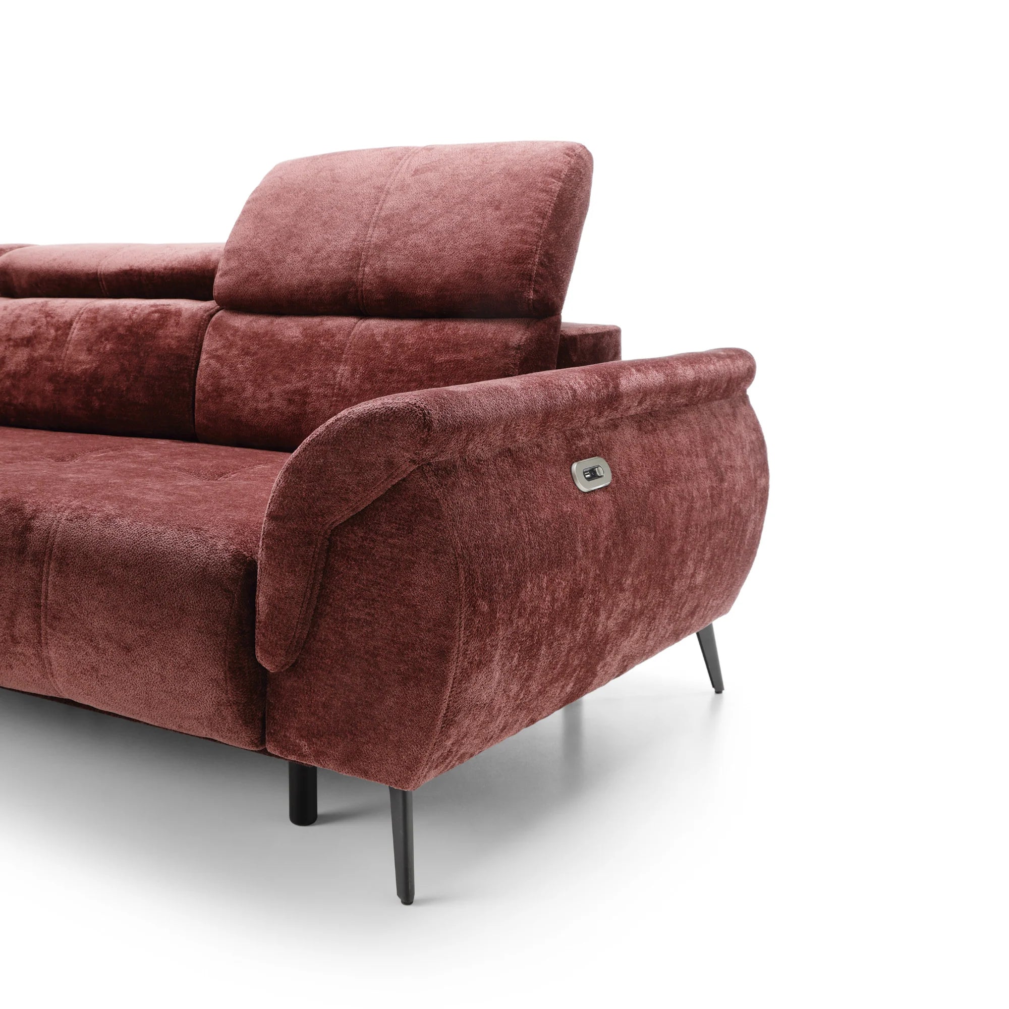 Designer Ecksofa Genova II mit elektrischer Sitzverlängerung in Chenille