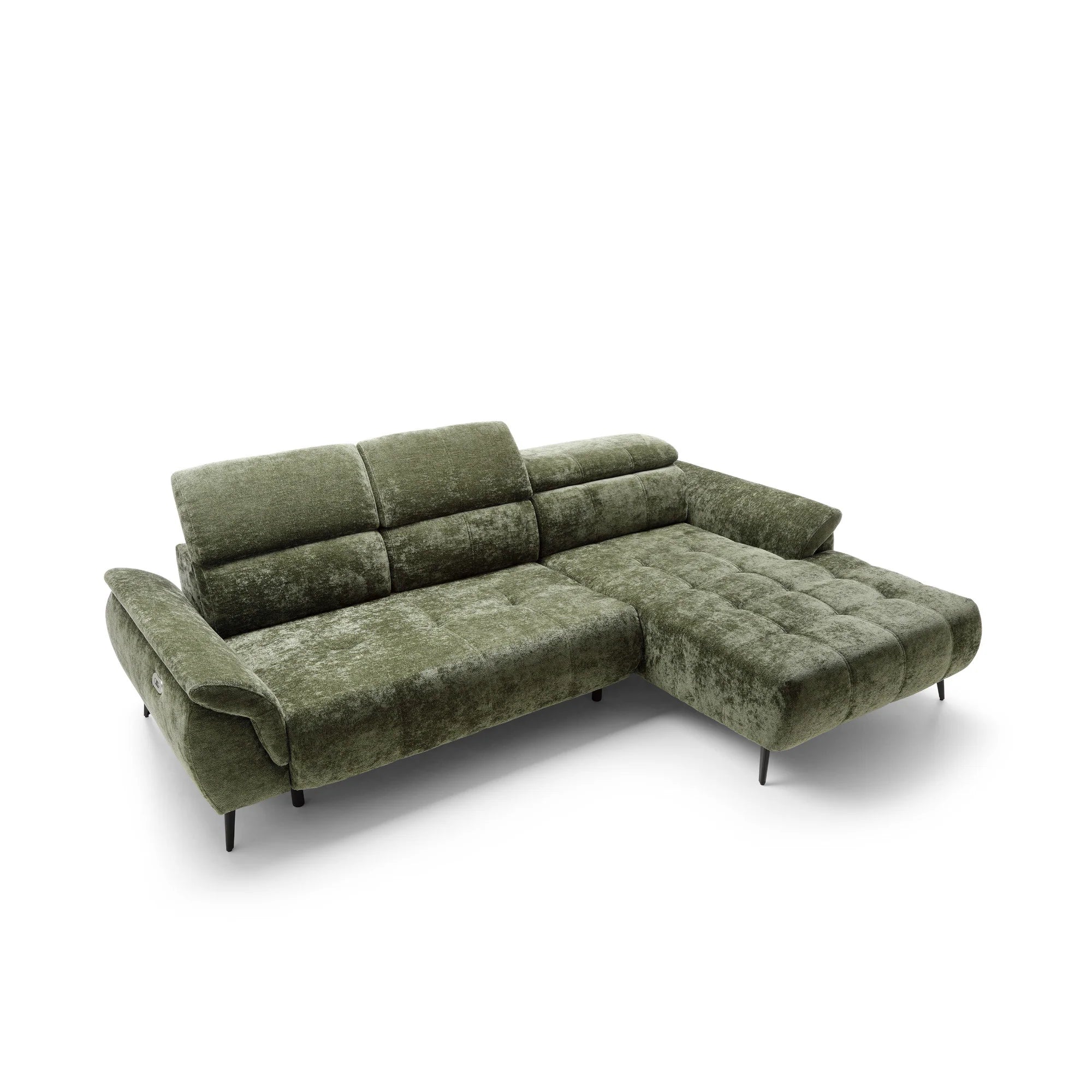 Designer Ecksofa Genova elektrisch Sitzverlängerung & Chenille