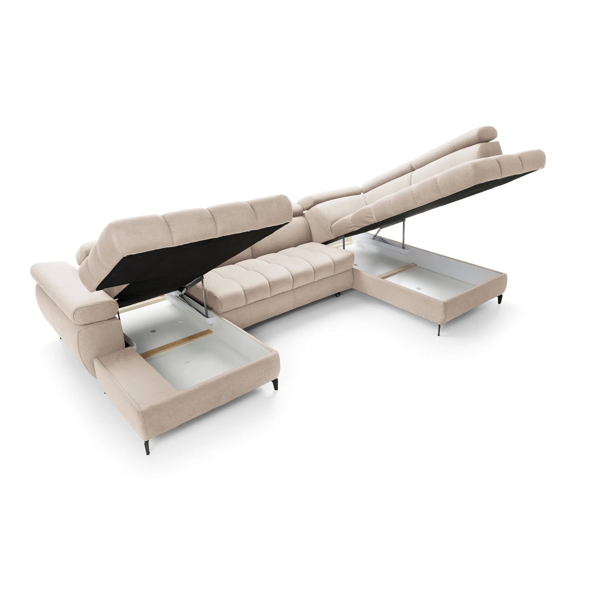 Designer Ecksofa Lugano III mit Schlaff- & Bettkasten in Samt