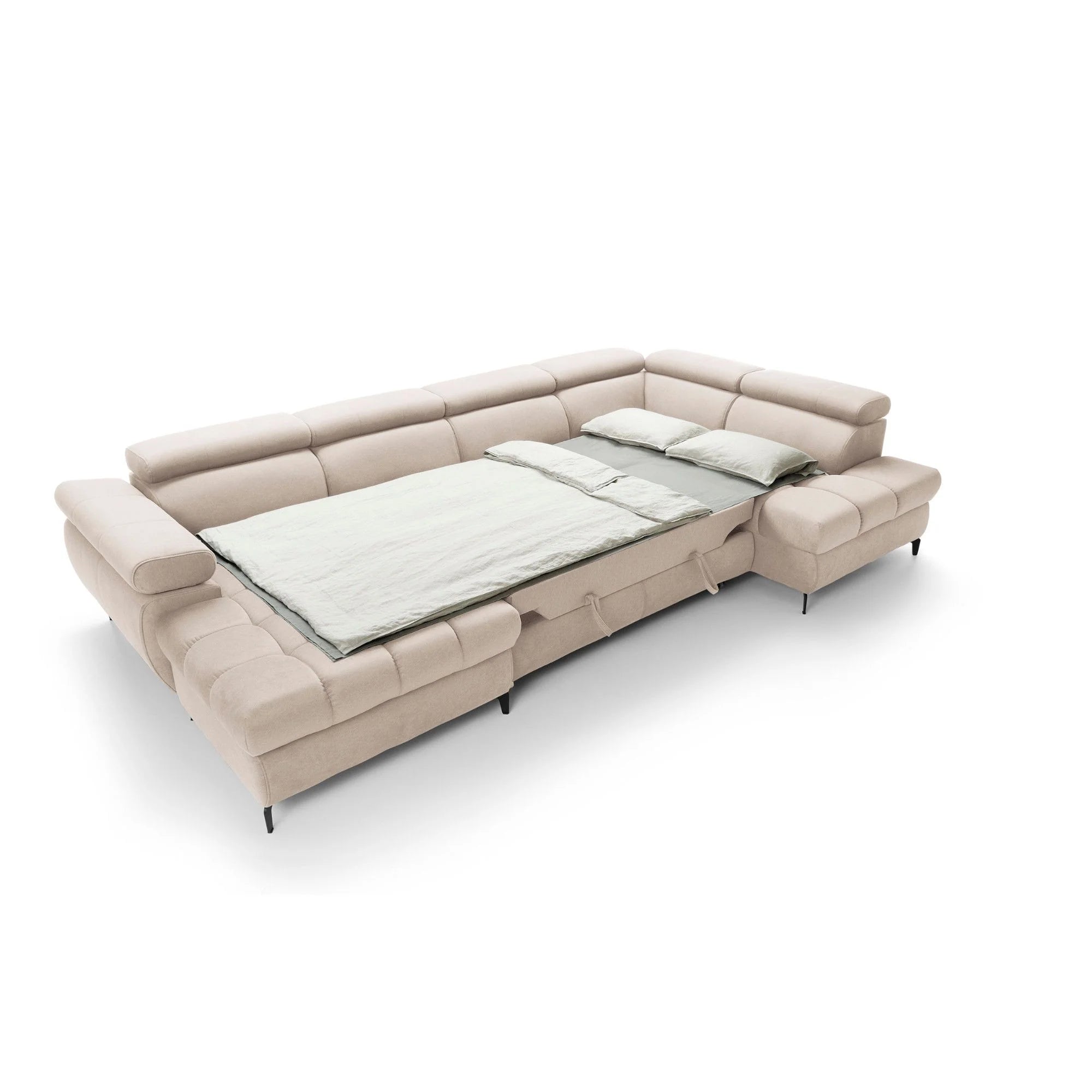 Designer Ecksofa Lugano III mit Schlaff- & Bettkasten in Samt