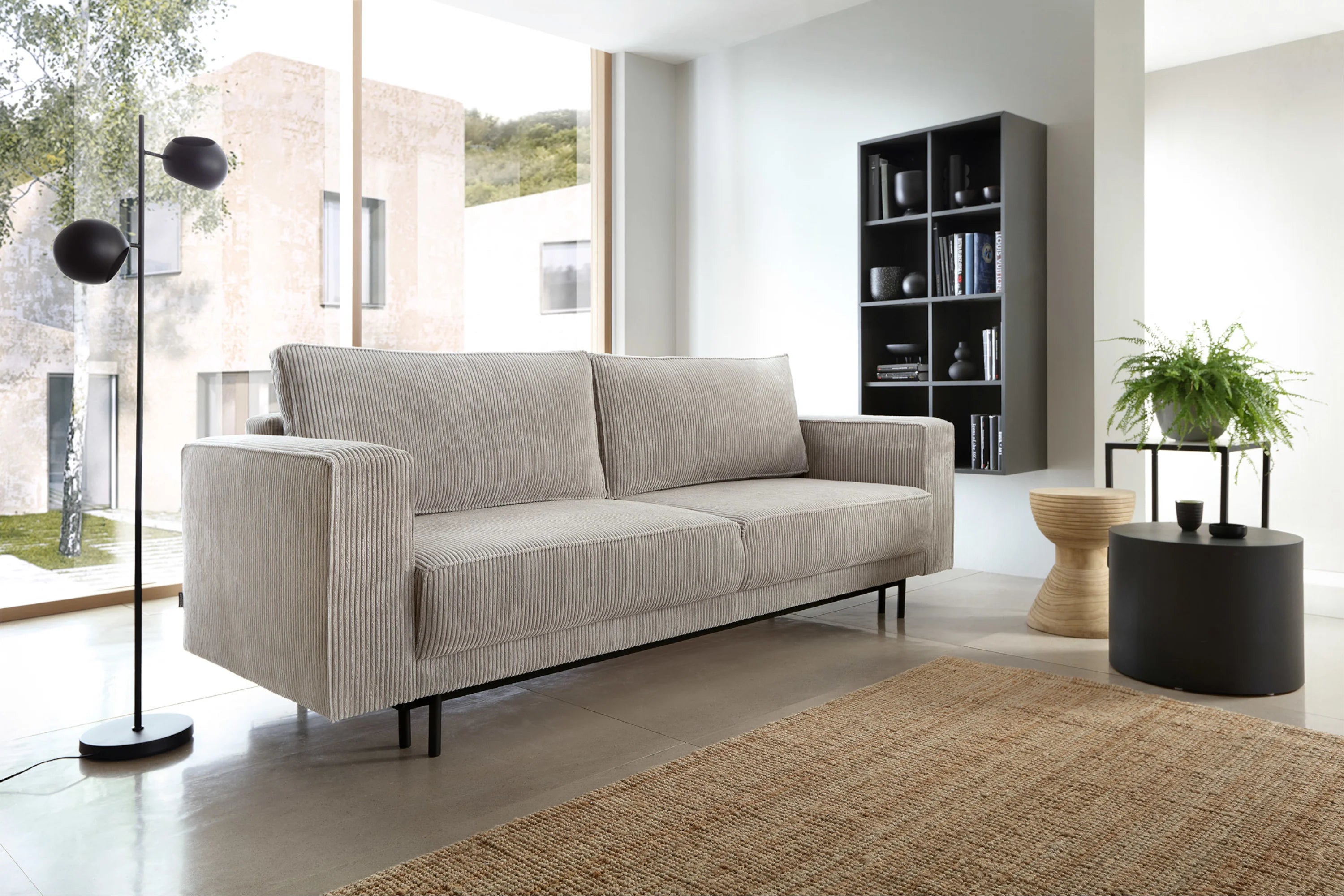Designer Sofa Modo mit Schlaffunktion & Bettkasten in Cord