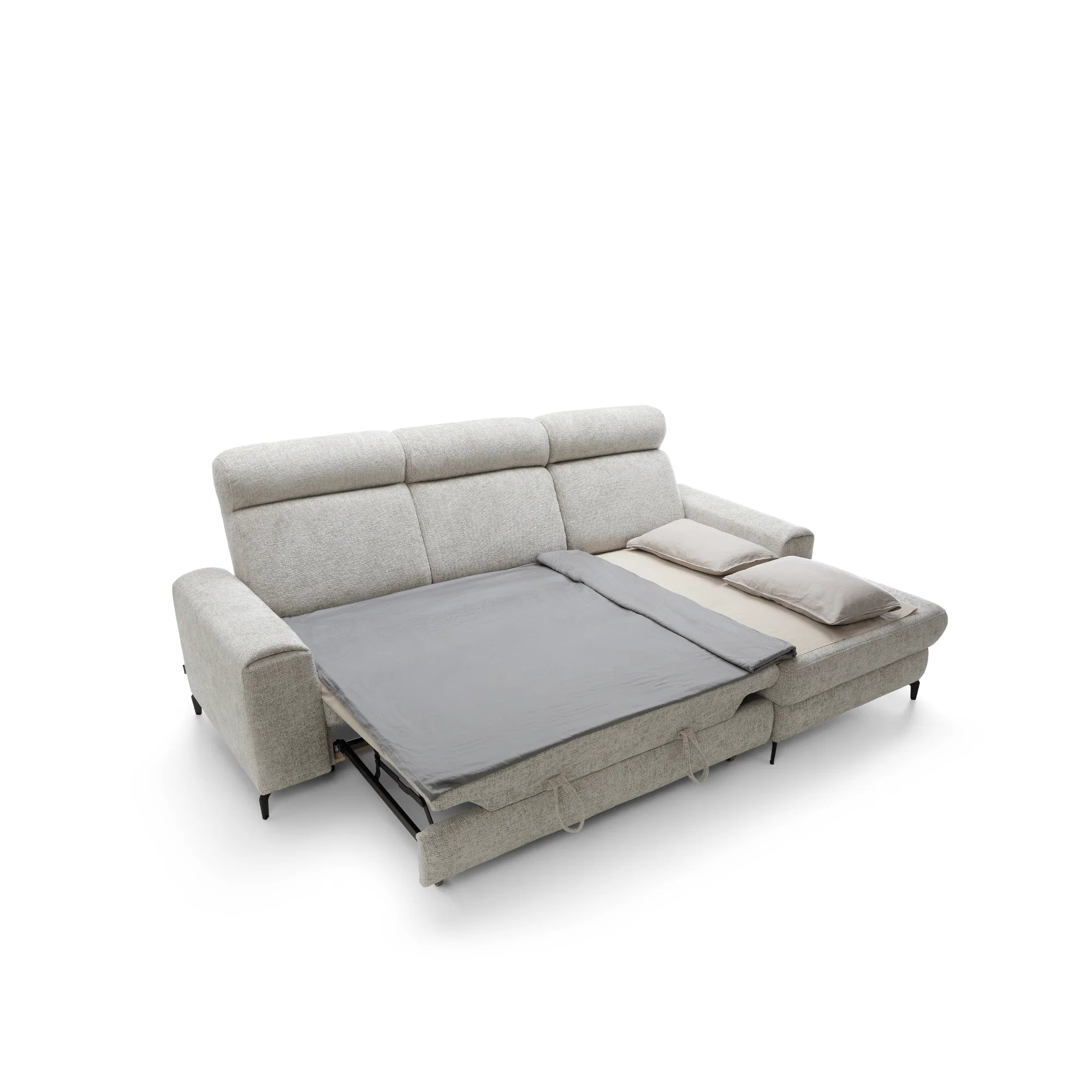 Designer Ecksofa Notte mit Schlaffunktion & Bettkasten in Chenille