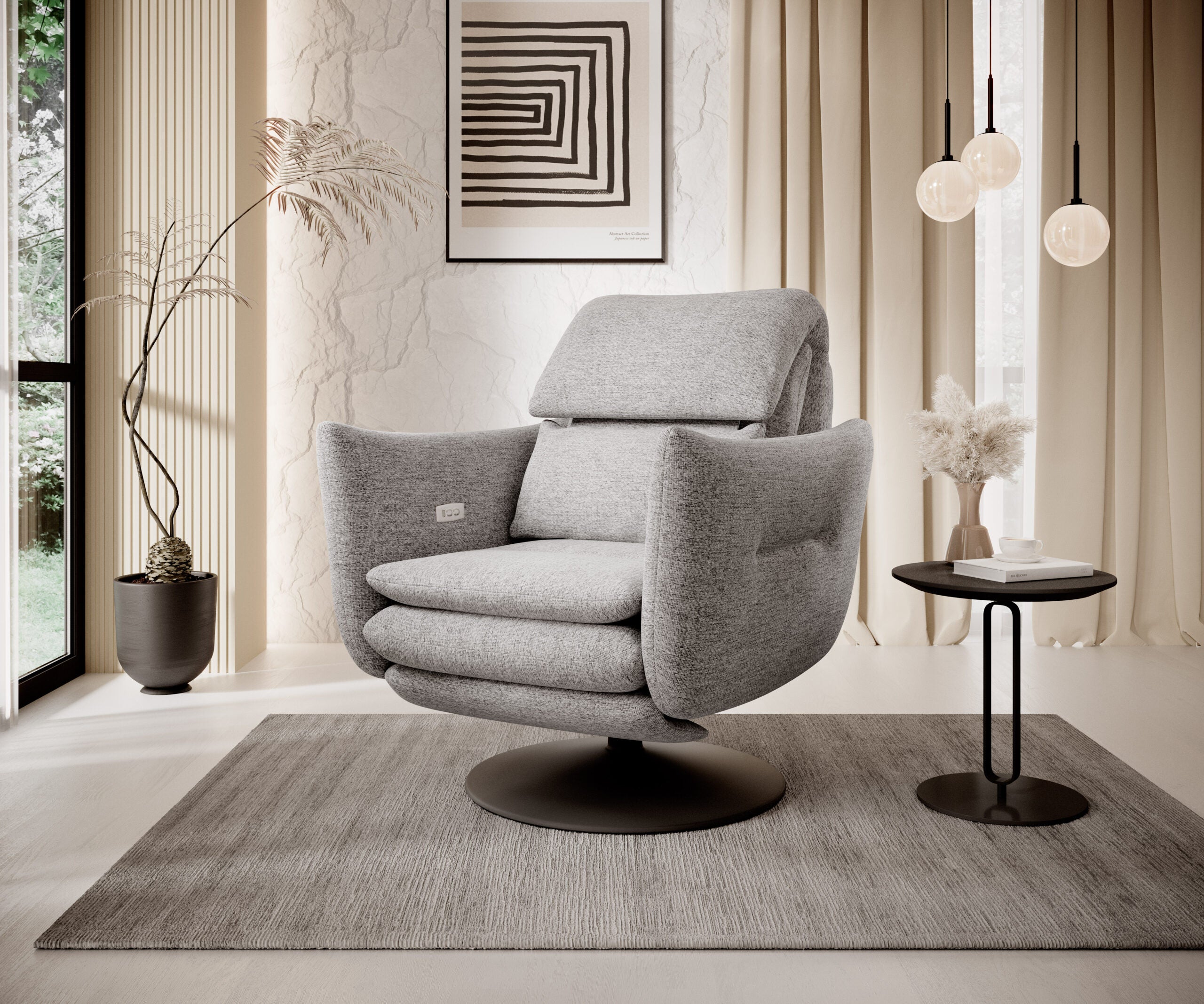 Designer Sessel Roy mit Relaxfunktion & Drehgestell