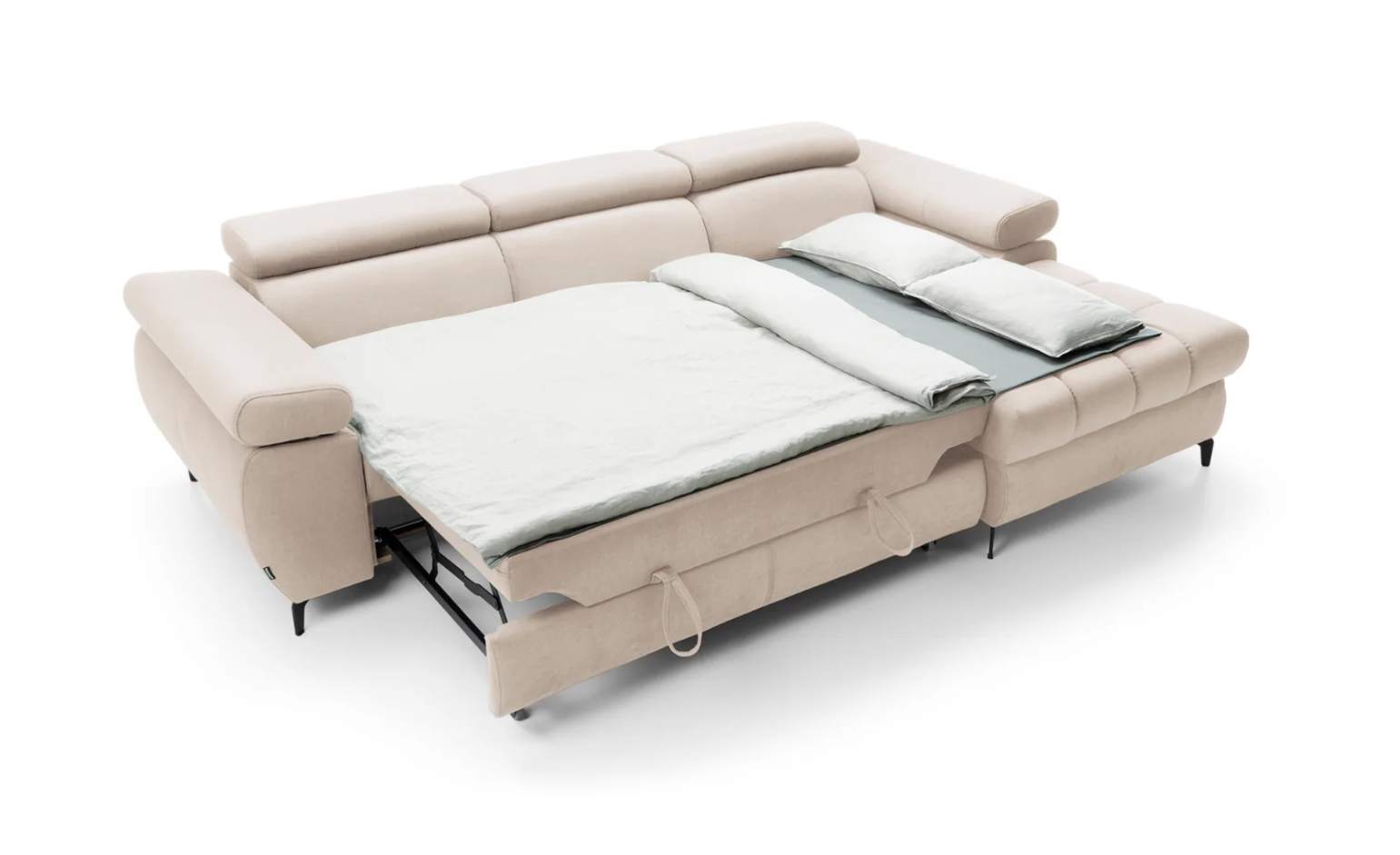 Designer Ecksofa Lugano I mit Schlaff- & Bettkasten in Samt