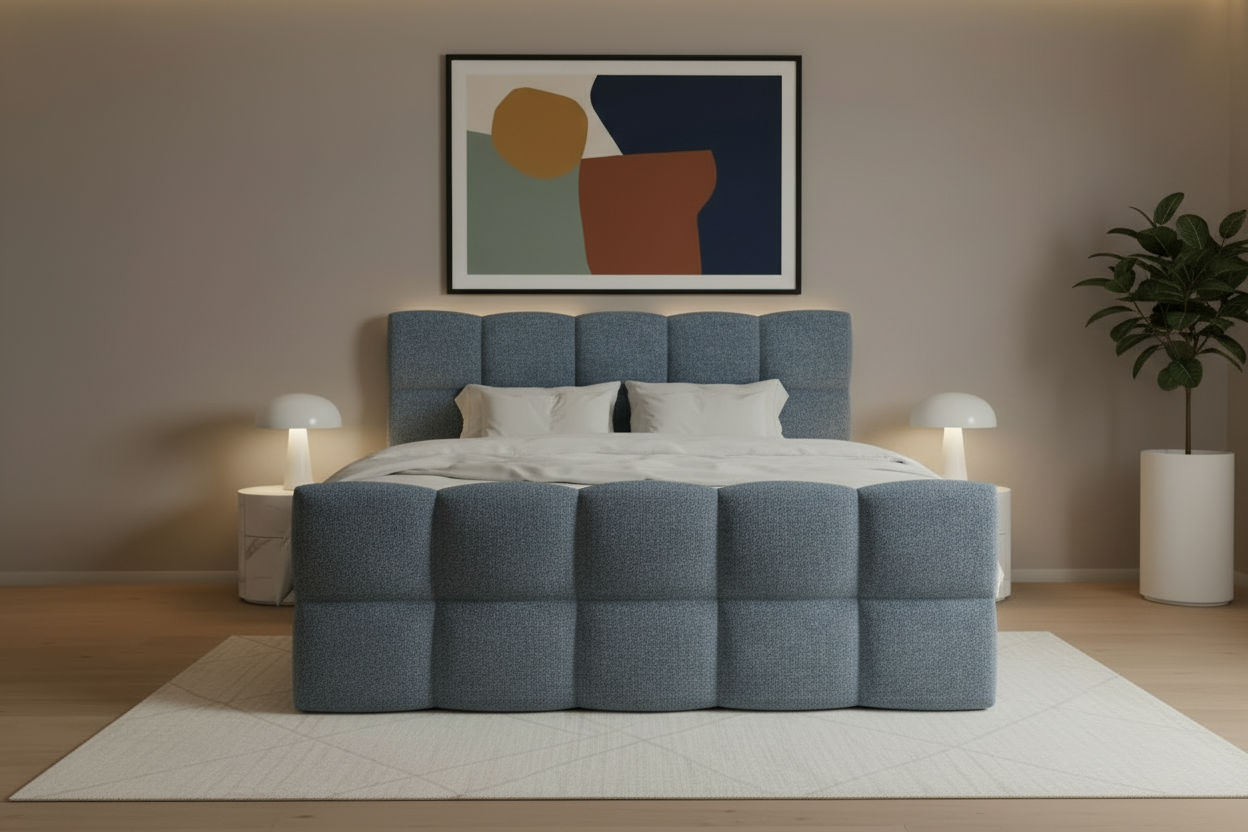 Bett Frontalansicht Blau