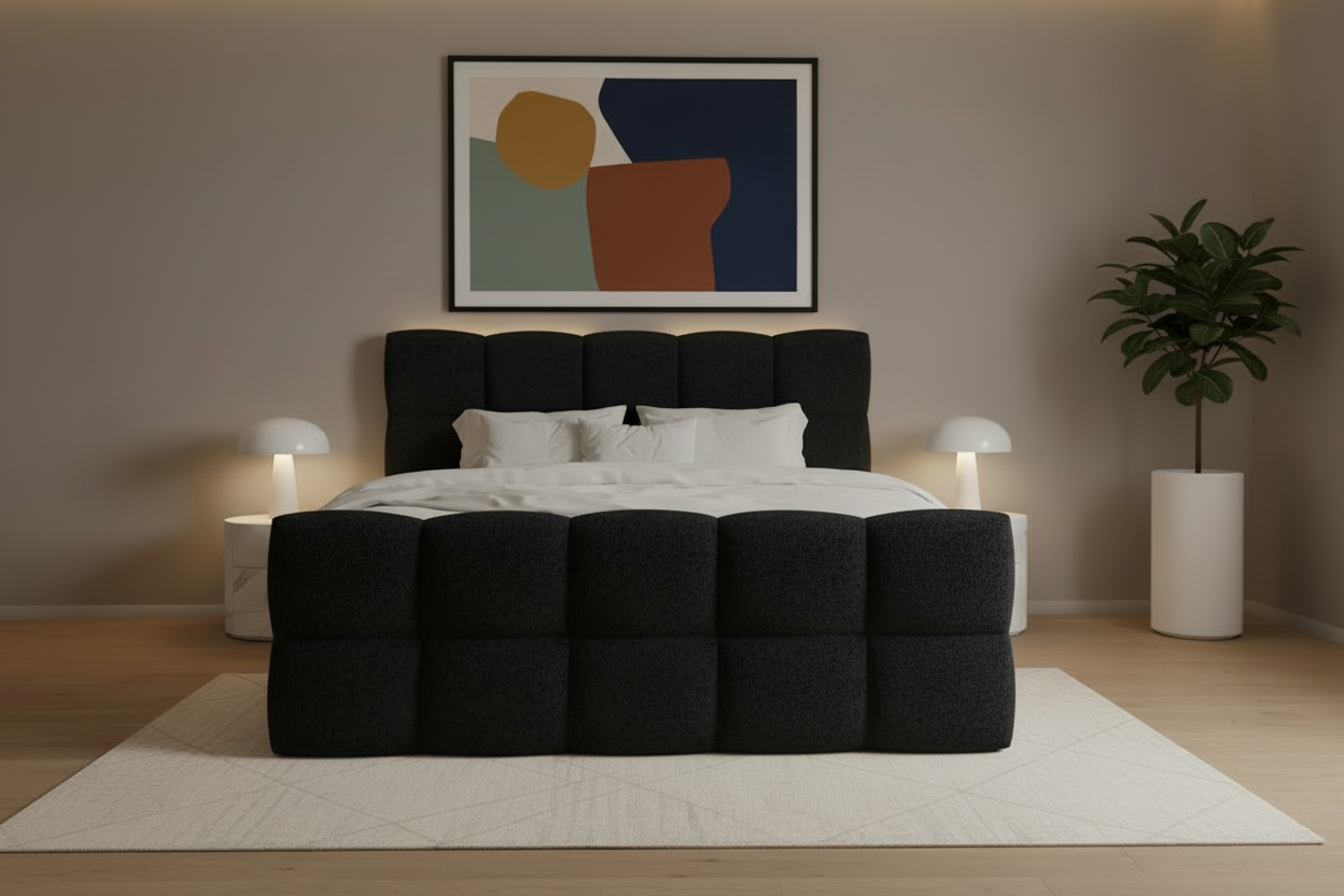 Bett Frontalansicht Schwarz