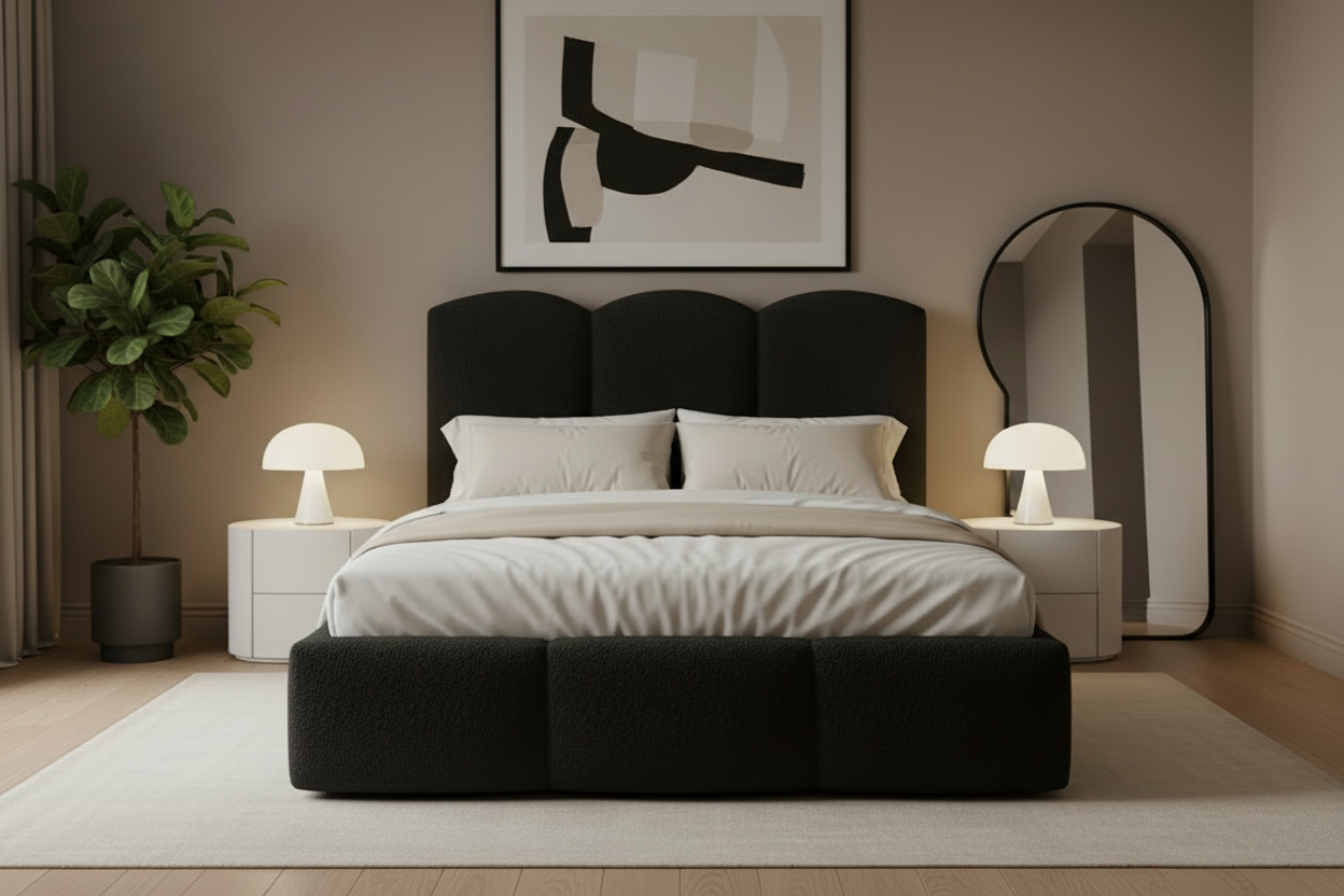 Bett Frontalansicht Schwarz