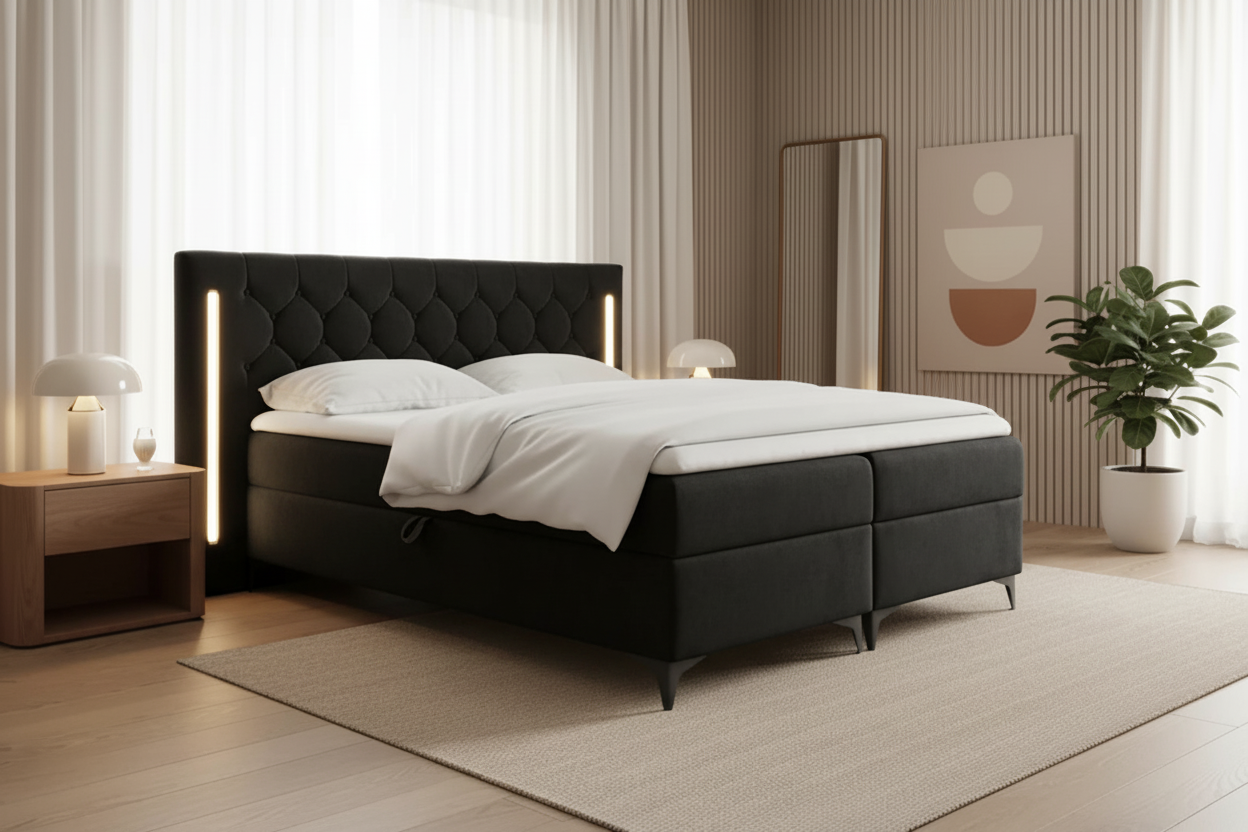 Bett Schrägansicht Black