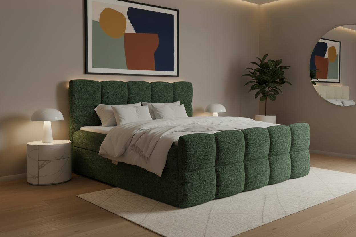 Bett Schrägansicht Grün