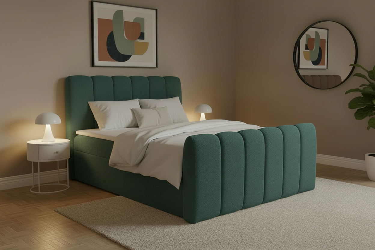 Bett Schrägansicht Grün