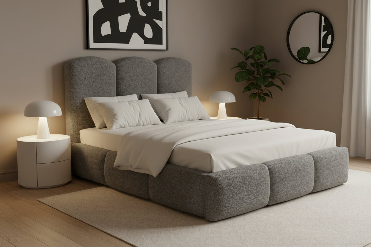 Bett Schrägansicht Grau