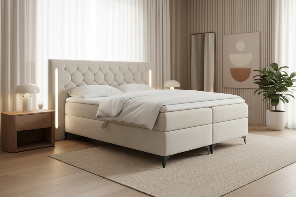 Bett Schrägansicht Greige White neu