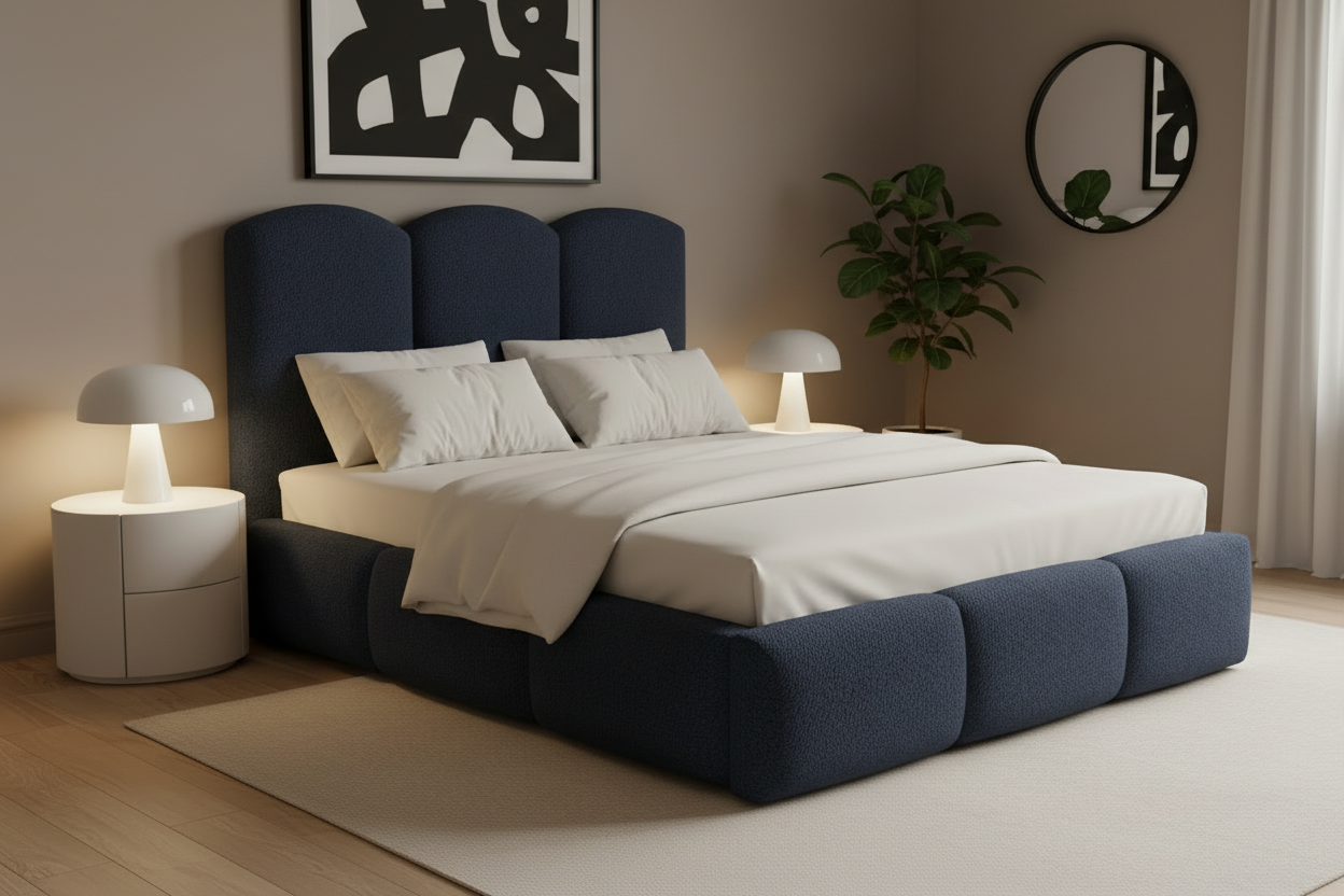 Bett Schrägansicht Navy Blau