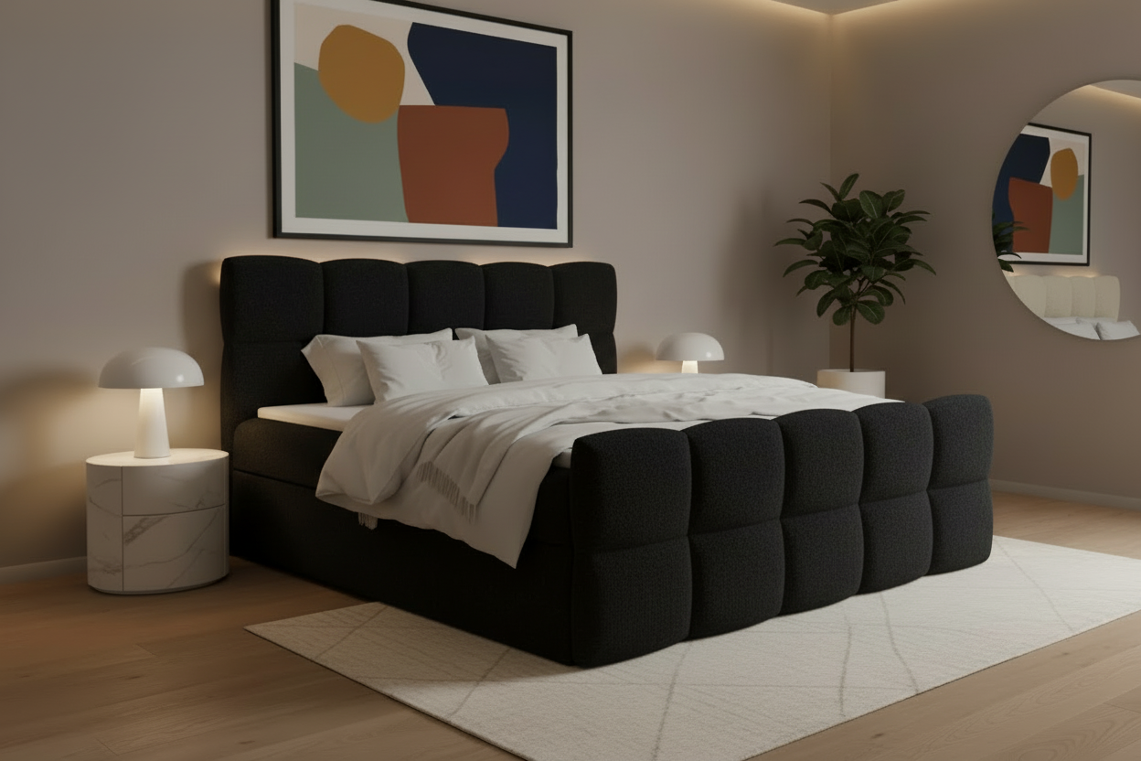 Bett Schrägansicht Schwarz