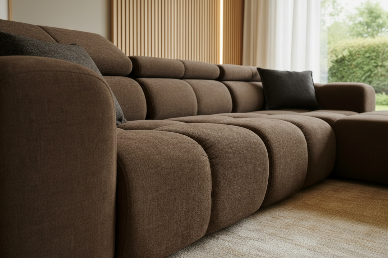 Bloom Ecksofa Braun 45° Ansicht Nah