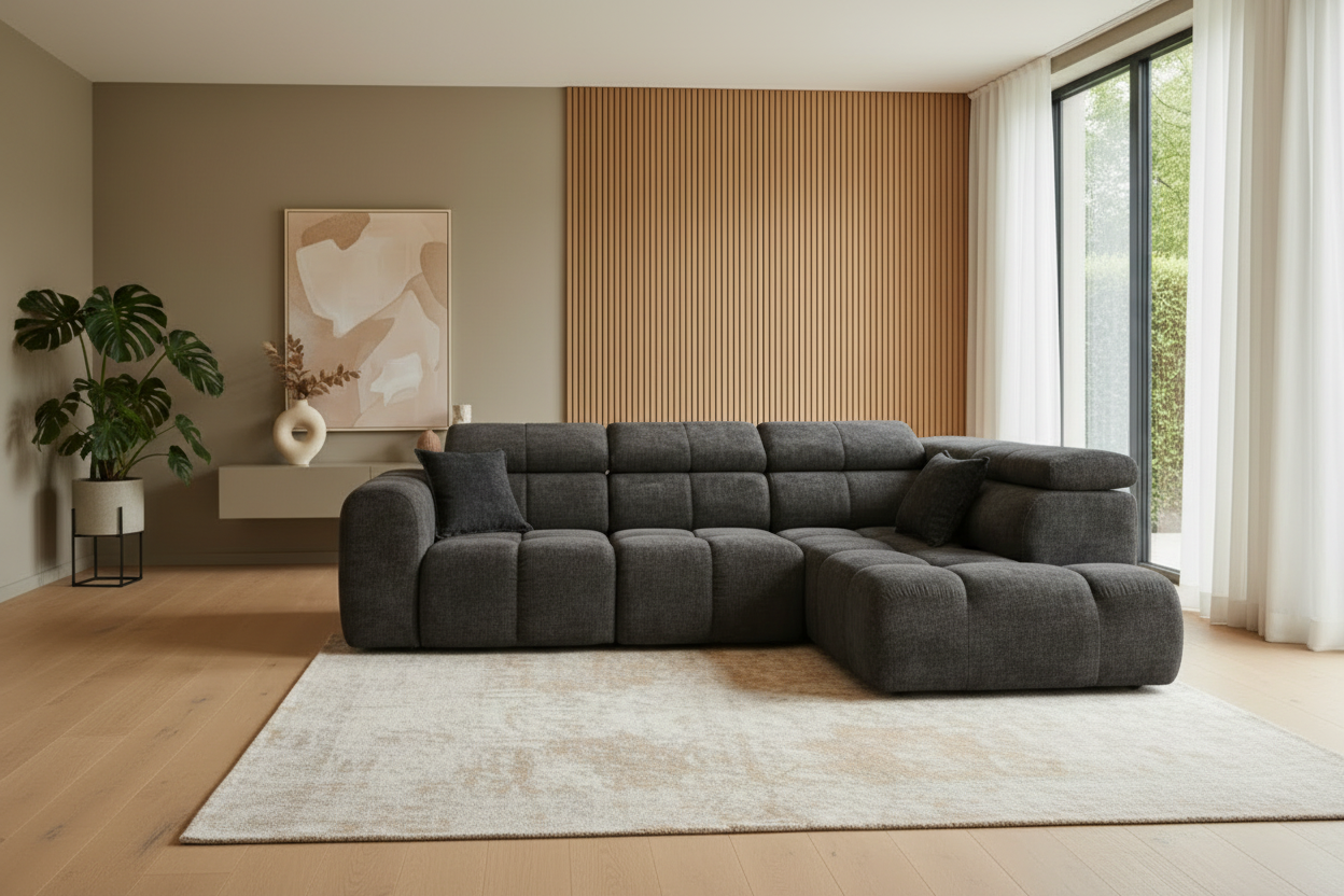 Bloom Ecksofa Dunkelgrau Frontalansicht