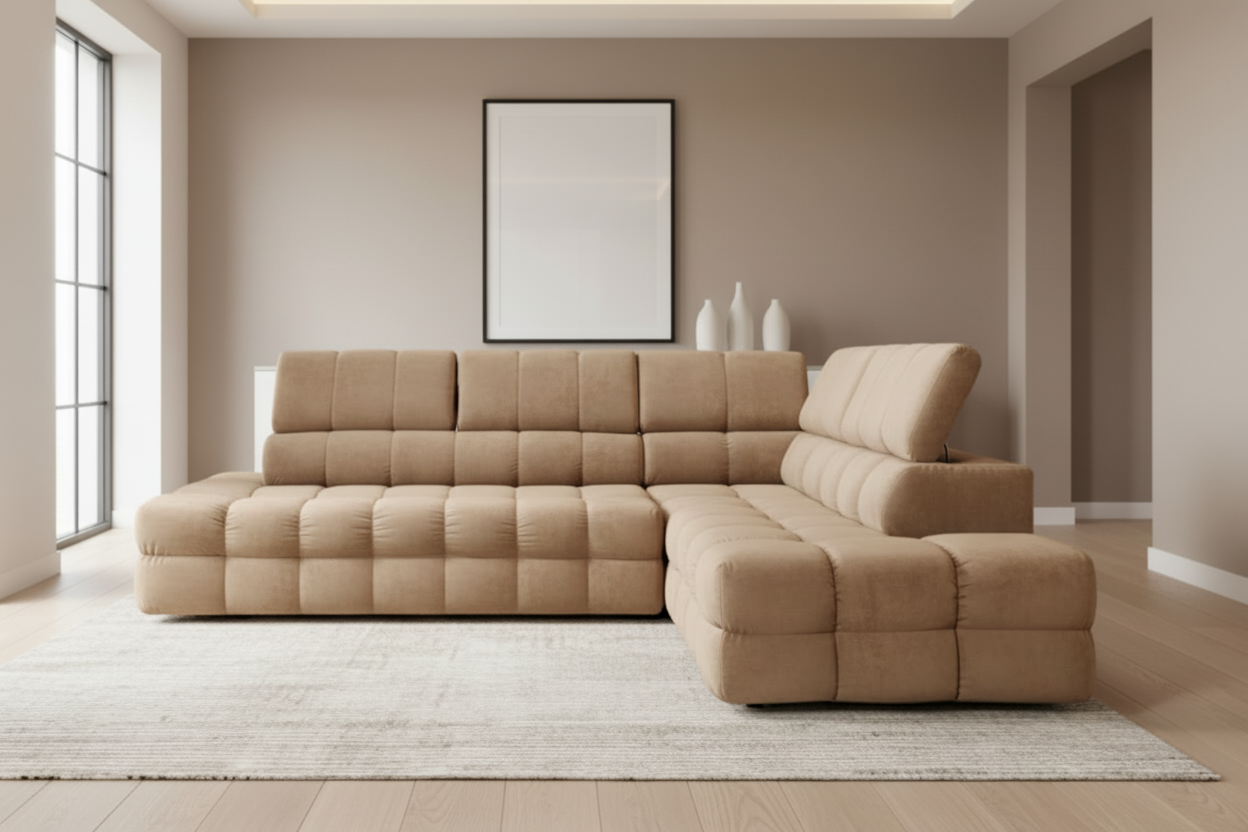 Designer Ecksofa Buffalo L mit Schlaffunktion & Bettkasten in samt