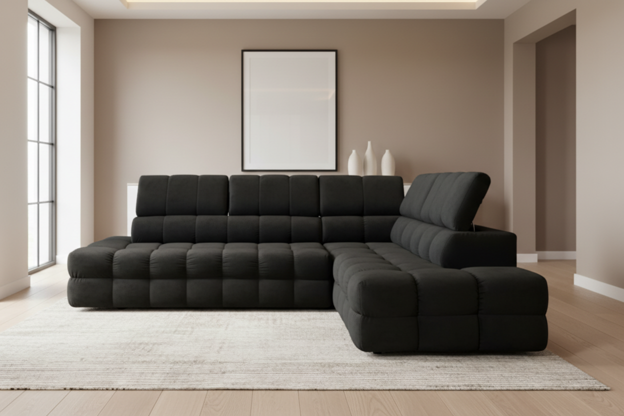 Designer Ecksofa Buffalo L mit Schlaffunktion & Bettkasten in samt
