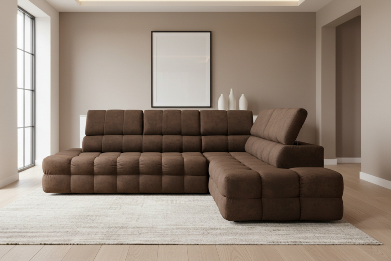 Designer Ecksofa Buffalo L mit Schlaffunktion & Bettkasten in samt