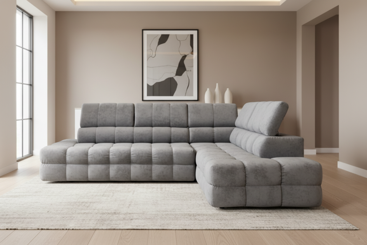 Designer Ecksofa Buffalo L mit Schlaffunktion & Bettkasten in samt
