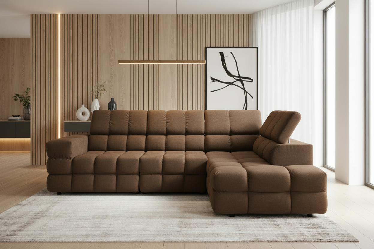 Buffalo Ecksofa Mokka-Braun Frontalansicht