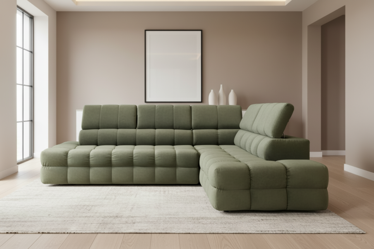 Designer Ecksofa Buffalo L mit Schlaffunktion & Bettkasten in samt