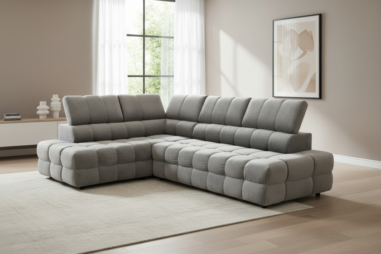 Buffalo Ecksofa Silber Schrägansicht