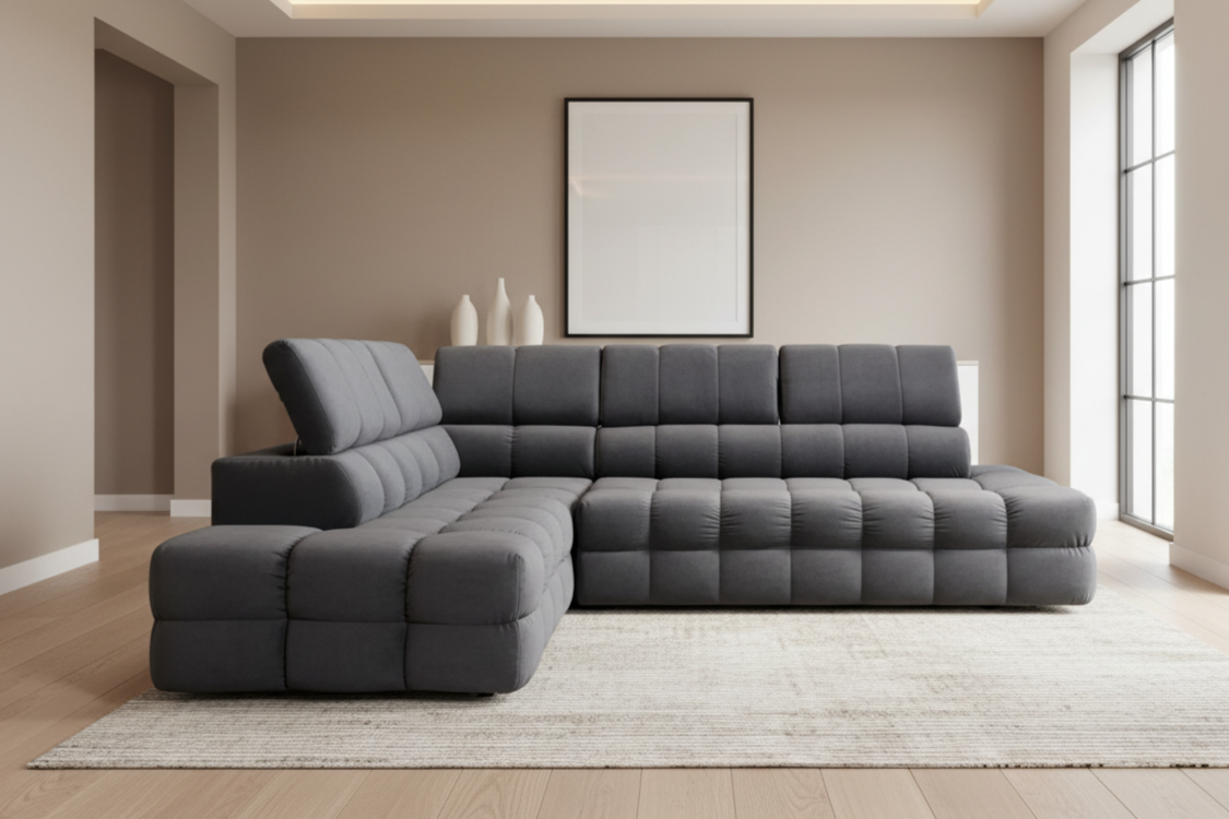 Designer Ecksofa Buffalo L mit Schlaffunktion & Bettkasten in samt