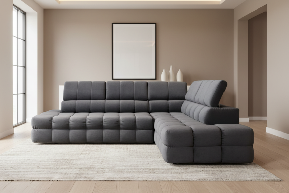 Designer Ecksofa Buffalo L mit Schlaffunktion & Bettkasten in samt