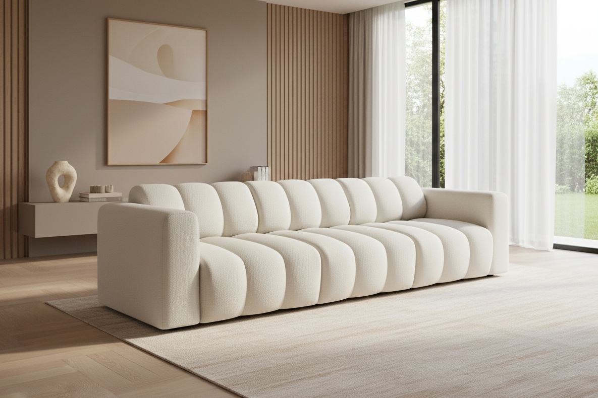 Designer Sofa Bummel 3-Sitzer modular in Bouclé