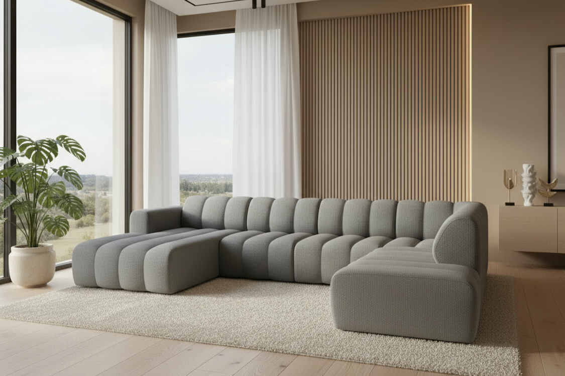 Designer Wohnlandschaft Bummel modular in Bouclé