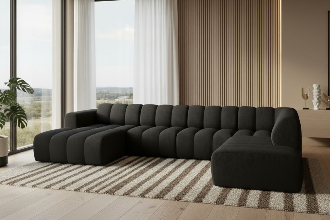 Designer Wohnlandschaft Bummel modular in Bouclé