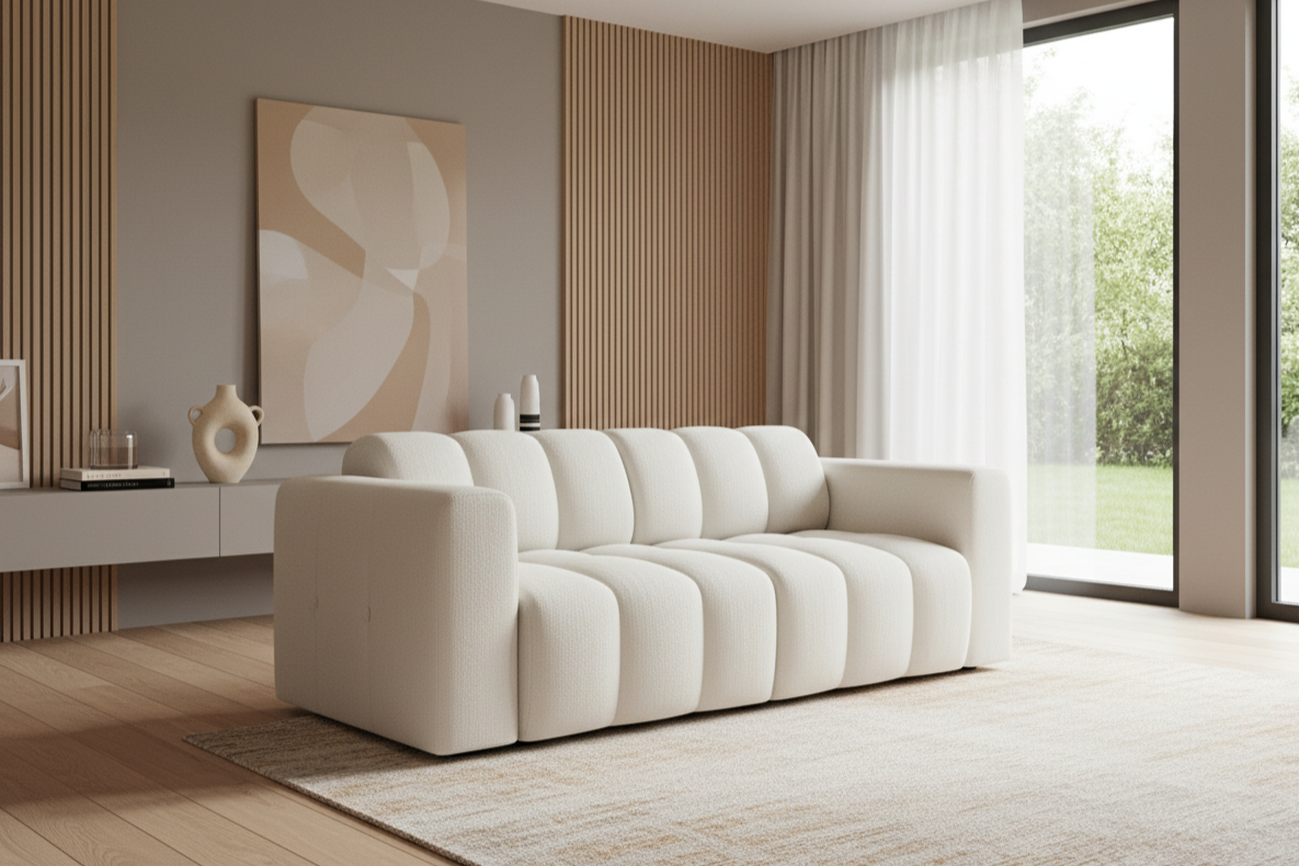 Designer Sofa Bummel 2-Sitzer modular in Bouclé
