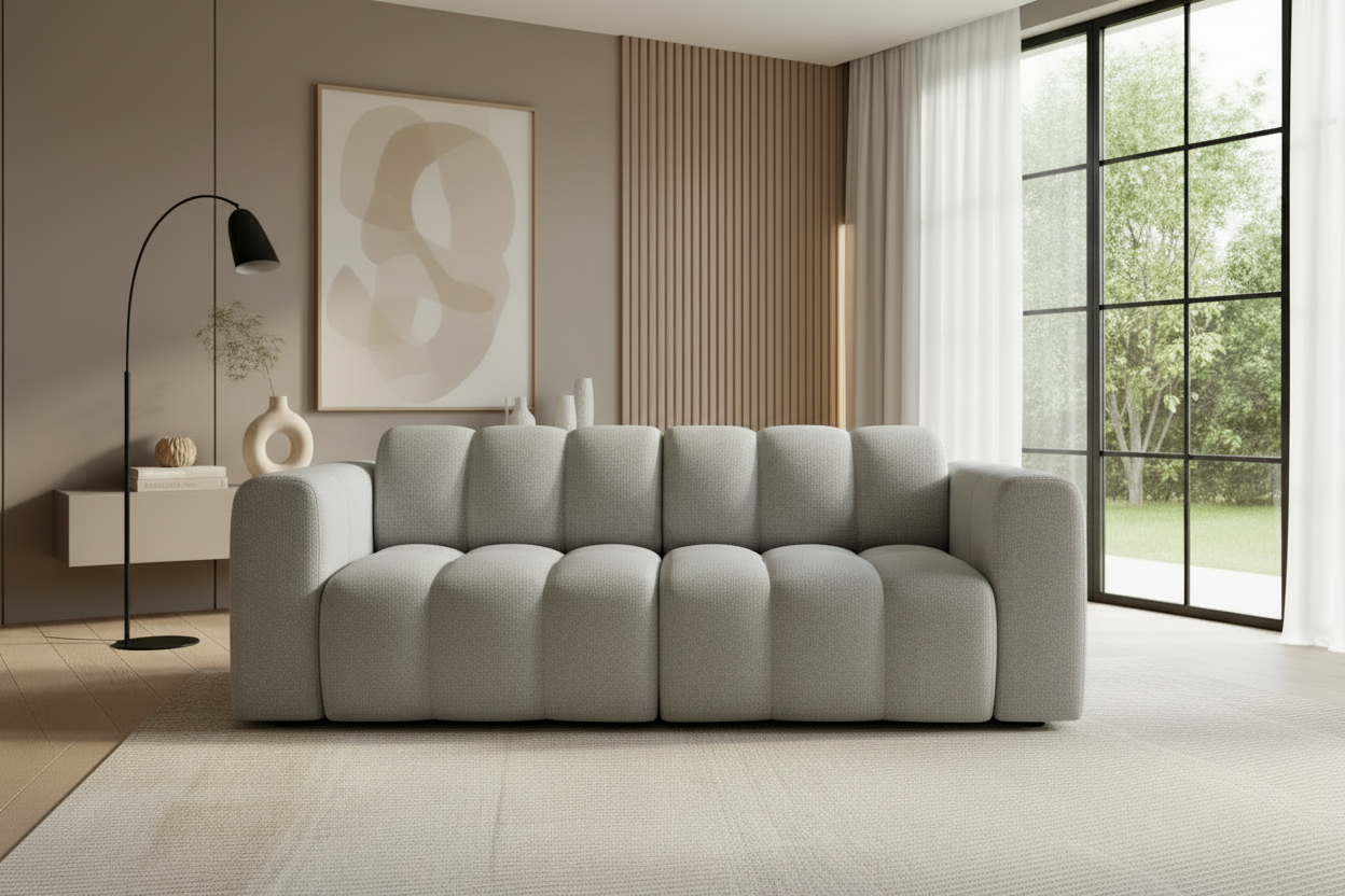Bummel Sofa Frontalansicht Hellgrau
