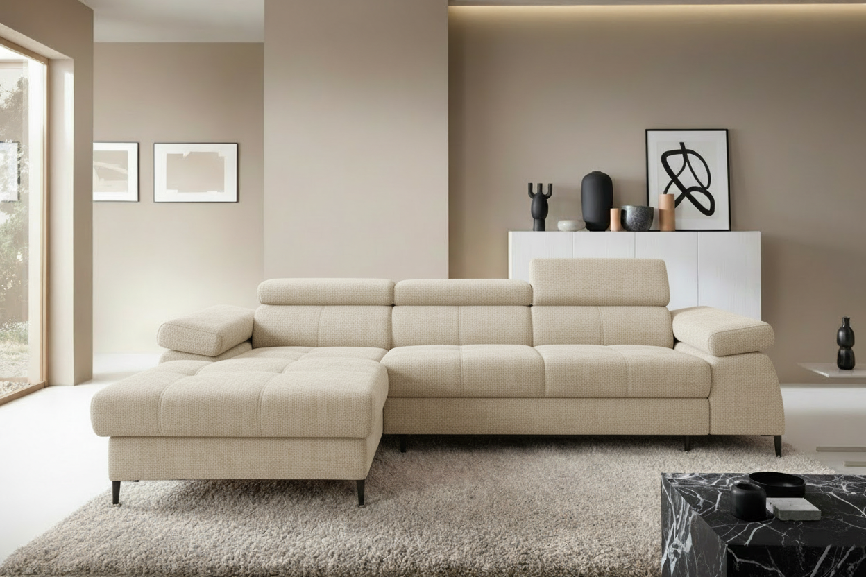 Córdoba I Ecksofa Cream in Original-Umgebung