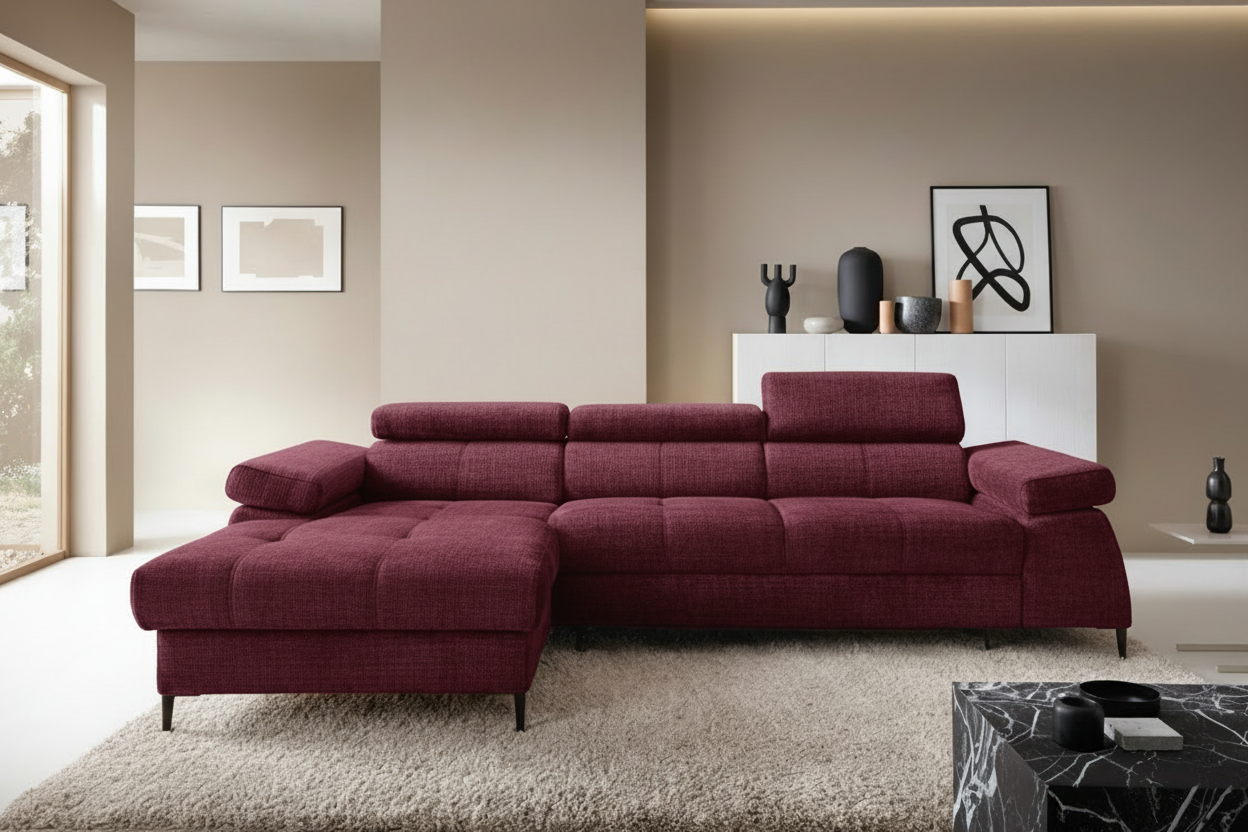 Córdoba I Ecksofa in Cremona Chenille Bordeaux
