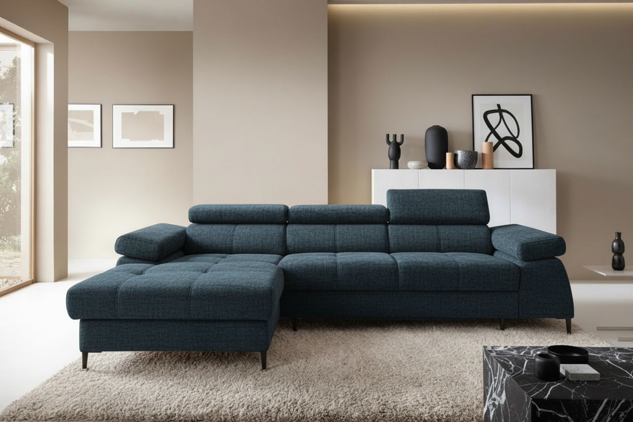 Córdoba I Ecksofa in Cremona Chenille Deep Blue