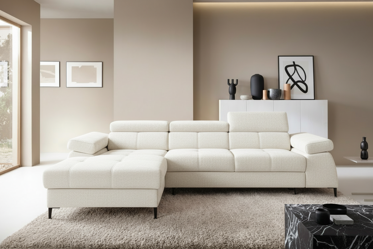 Córdoba I Ecksofa in Cremona Chenille White